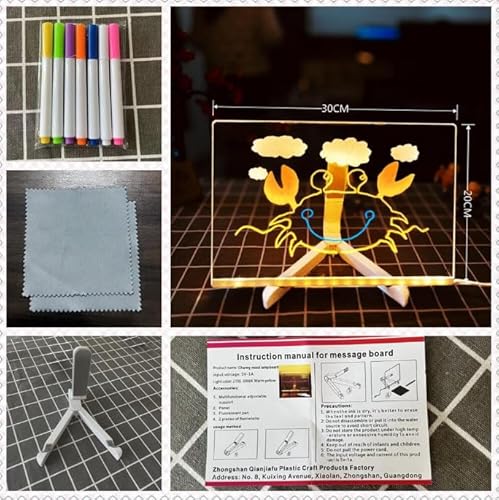 Leuchtendes Zeichenbrett für Kinder, Acryl-LED-Notizbrett, DIY-Zeichenbrett, Licht-Set für Kinder, magische Nachrichtentafel mit 7 Farben, LED-Zeichenbrett mit Ständer für Kinder und Erwachsene von OurLeeme