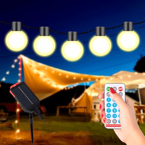 Lichterkette Außen Solar 8M LED Solar Lichterkette Outdoor mit 20 G50 Glühbirnen Solar/USB Aufladbare IP44 Wasserdicht Solar Deko für Garten Partys Hochzeit von OurLeeme