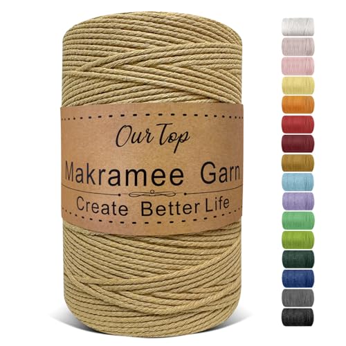 OurTop Premium Makramee Garn Salbei, 2mm x 500m Macrame Cord Makramee Schnur Makramee Kordel, Garn für DIY Handwerk, Weben Dekoration, Hängepflanze Pflanze Aufhänger von OurTop