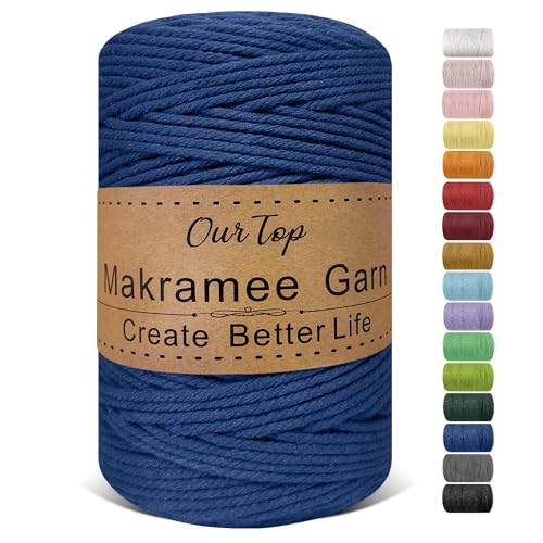 OurTop Premium Makramee Garn Seeblau, 3mm x 300m Macrame Cord Makramee Schnur Makramee Kordel, Garn für DIY Handwerk, Weben Dekoration, Hängepflanze Pflanze Aufhänger von OurTop