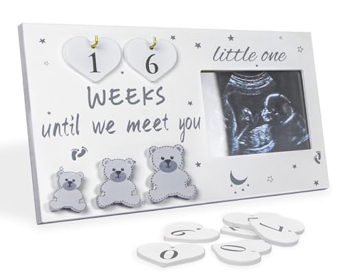 OurWarm Sonogramm Bilderrahmen, Ultraschall-Fotorahmen mit Baby-Countdown-Wochen, Baby-Ankündigung, Geburtsinformationen, Erwartung von Mama-Eltern, einzigartige Geschenke für schwangere Frauen von OurWarm