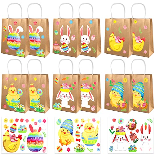 Ourdort Geschenktüten zu Ostern,12 Stück Ostertüten Papiertüte,Geschenktüten für Kinder zu Ostern,Ostern Tragetasche,Ostertüten zum Befüllen,Osterdeko(B) von Ourdort