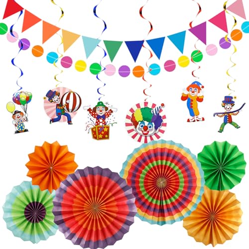 Party Deko Karnevalsdekoration Gartenpartys, 14 Stück mit hängenden Papier Lüfter, Hängende Spiralen Girlande, Tissue Bänder und Wimpelketten Girlande für Feste & Hochzeiten von Ourdort