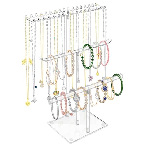 Oushebck Halsketten-Ausstellungsständer Aus Transparentem Acryl, Hängender Schmuck-Organizer-Ständerhalter, Schmuck-Organizer-Ausstellungsständer Für Halsketten, Anhänger, Armbänder (D) von Oushebck