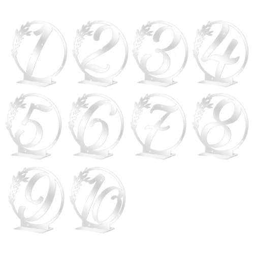 Oushebck Tischnummern Hochzeit, 10 Pcs Tischnummern Hochzeit Acryl, Tischnummern Mit Halter, Doppelseitiges Tischnummernschild Aus Acryl Für Hochzeit, Party (silver) von Oushebck