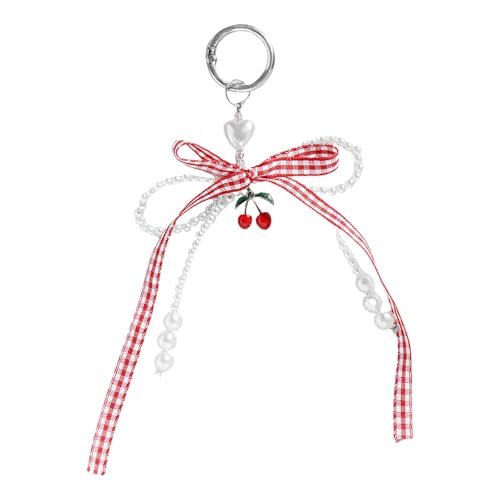 Ousidiman Bowknot Ribbon Keychain Faux Pearls Bows Pendant for Women's Handbags and Backpacks Colorful Key Chain Bag Ornament von Ousidiman