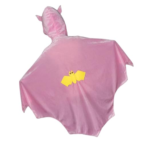 Ousidiman Halloween Kinder Fledermausumhang mit Kapuze Umhang Cosplay Kostüm für Jungen und Mädchen Samtstoff Kapuzenschal Verkleidungszubehör von Ousidiman