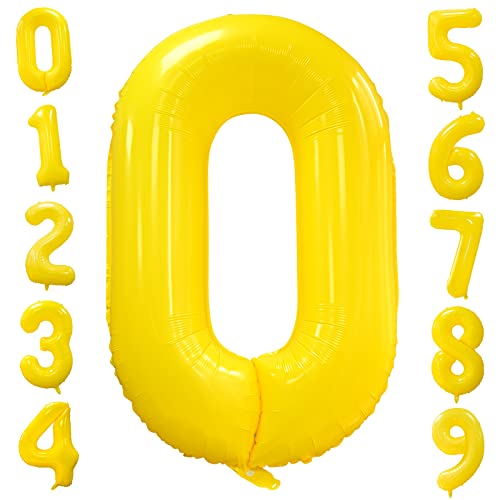 Folienballons Zahl 0 Gelb 101cm Groß Zitronengelb Luftballon Geburtstag 40 Zoll Zahlenballons 0 Geburtstagsballon Helium Ballon für Mädchen Junge Gelbe Zahlenballon Mädchen Party Jubiläums Party Deko von Ousuga