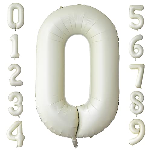 Luftballon Geburtstag Zahl 0 Creme, 40" Beige Folienballon Zahlen 0, Groß Creme Weiß Helium Zahlenballon Geburtstagsdeko für Mädchen Jungen Geburtstag Jahrestag Abschlussfeier Babydusche Party Deko von Ousuga