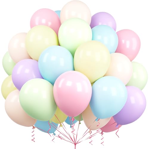 Luftballons Pastell, Ousuga 60 Stück 12 Zoll Pastell Farben Luftballons Macaron Mehrfarbige Ballons für Regenbogen Party Geburtstag Hochzeit Babyparty Baby Dusche Taufen Geschlecht Offenbaren Deko von Ousuga