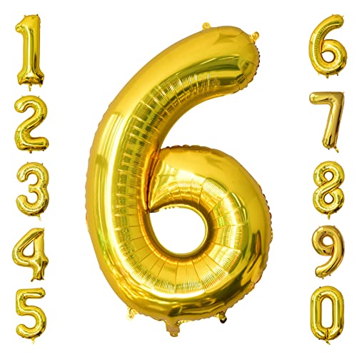 Ousuga 40 Zoll Gold Luftballon 6, Riesen Folienballon Mylar Helium Selbstaufblasende Ballons Für Mädchen Geburtstag Tierthema Party Goldhochzeit Abschluss Feiern Hochzeit Dekoration (6) von Ousuga