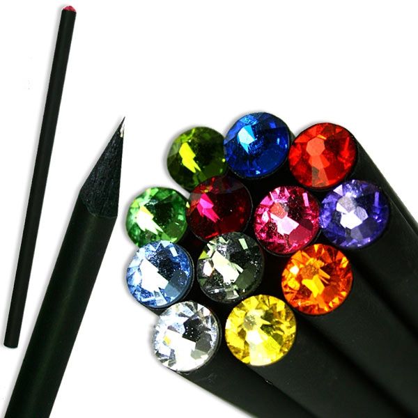 Bleistift schwarz mit Glitzerstein, 17,7cm, 1 Stift, tolles Geschenk von Out of the blue KG