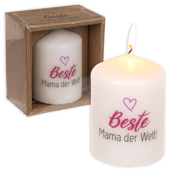 Motiv-Kerze "Beste Mama der Welt", Wachs Ø 8cm x Ø 5,5cm von Out of the blue KG