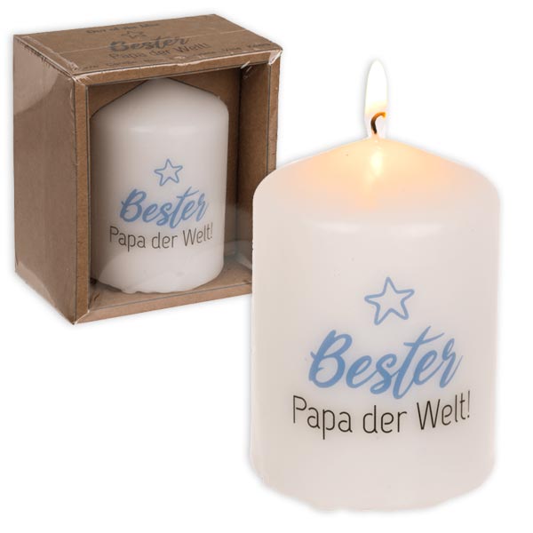 Motiv-Kerze "Bester Papa der Welt", Wachs Ø 8cm x Ø 5,5cm von Out of the blue KG