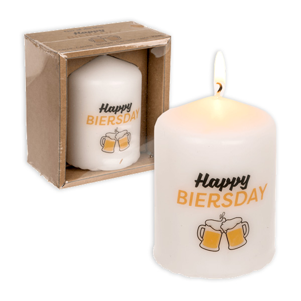 Motiv-Kerze "Happy Biersday" in Geschenkbox, 8cm von Out of the blue KG