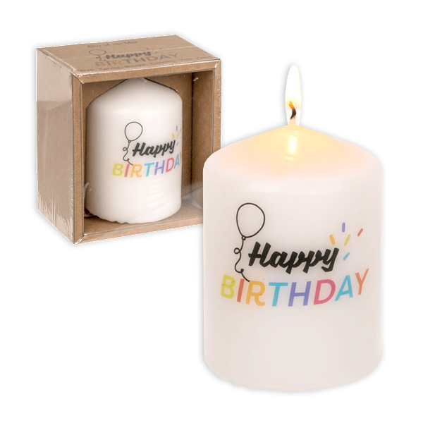 Motiv-Kerze "Happy Birthday" in Geschenkbox, 8cm von Out of the blue KG