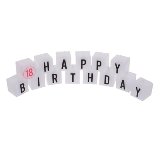 Kerzenblock mit Aufschrift Happy Birthday aus 14 mini Kerzen a ca. 3 x 3 cm, Motiv:18. Geburtstag von Out of the blue