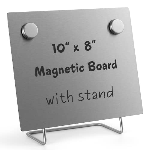 Magnetische Pinnwand mit Ständer - Kleine trocken abwischbare Memo Board - Tischplatte Metall Staffelei für Magnet Display - 10x8 Zoll + 2 Magnete von OutFormal