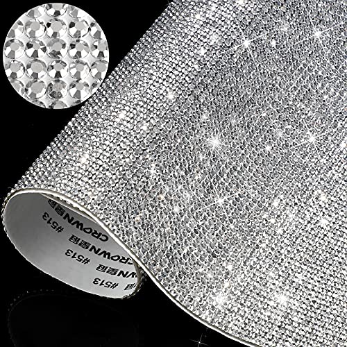 12000 Stücke Bling Bling Kristall Strasssteine Aufkleber DIY Auto Dekoration Aufkleber Selbstklebende Glitzer Strasssteine Kristall Edelstein Aufkleber, 9,4 x 7,9 Zoll (Silber) von Outus