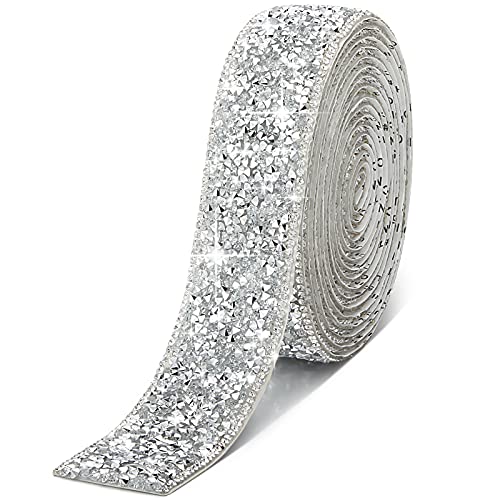 3 Yards Selbstklebendes Kristall Strass Band DIY Dekoration Diamant Aufkleber Glänzend Bling Strass Sticker Band mit 2 mm Strasssteinen für Kunsthandwerk, DIY Auto Handy Dekoration von Outus