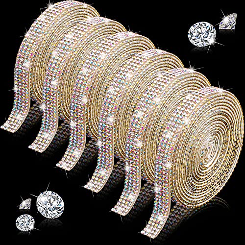 Kristall Strass Diamant Band Kristall Selbstklebendes Band Diamant Bling Band Rolle Strassband DIY Dekoration Aufkleber für DIY Handwerk Hochzeit Dekoration (Weiß, 6 Yards) von Outus