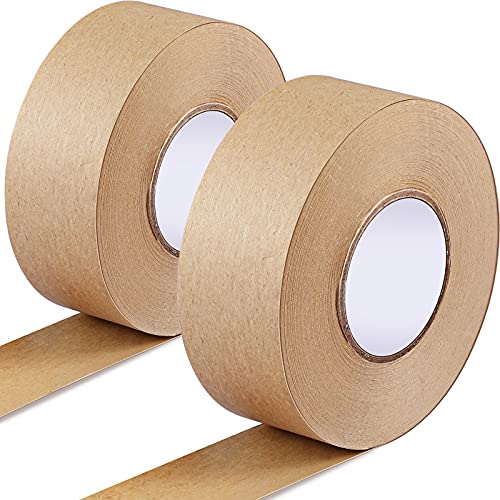 Outus 2 Rollen Klebeband aus verstärktem Kraftpapier, insgesamt 328 m, wasseraktiviertes Band, 1,5 Zoll Breite für Verpackung aus Glasfaser, braun, 38 mm Breite x 54 Yard Länge von Outus