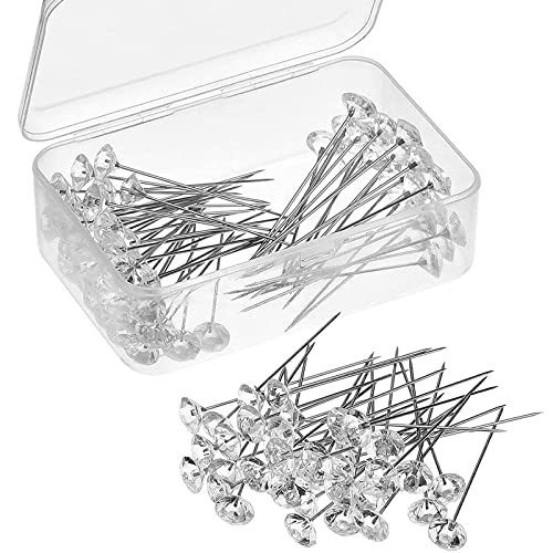 Outus 2 Zoll Pins Blumenstifte Korsagen Pin Hochzeit Strauß Nadeln Corsage Pins Kristall Diamant transparent, 100 Stück von Outus