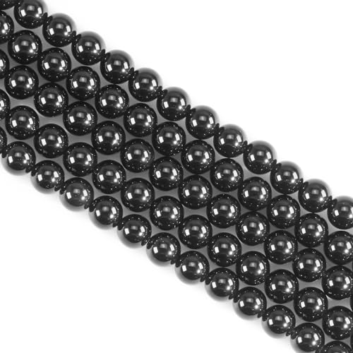 Naturstein Schwarzes Obsidian Perlen Edelsteinperlen für Schmuckherstellung, 8mm Polierte Runde Glatte Kristalle Edelsteine Steinperlen für Armbänder Ketten DIY Schmuck Basteln von Ouubuuy