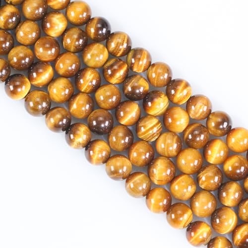 Naturstein Yellow Tiger Eye Perlen Edelsteinperlen für Schmuckherstellung, 8mm Polierte Runde Glatte Kristalle Edelsteine Steinperlen für Armbänder Ketten DIY Schmuck Basteln von Ouubuuy