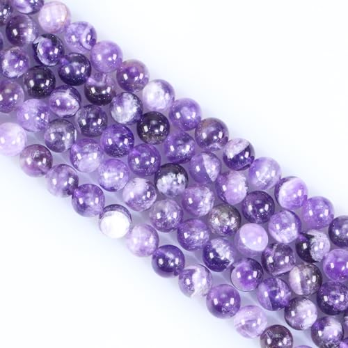 Naturstein Perlen Edelstein Perlen, 60 stück 6mm Purple Stripe Agate Naturstein Edelsteinperlen Polierte Runde Edelsteine Zum Auffädeln Edelsteine Steinperlen für Armbänder Ketten DIY Schmuck Basteln von Ouubuuy