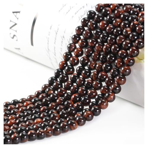 Naturstein Perlen Edelstein Perlen, 85 stück 4mm Rotes Tigerauge Naturstein Edelsteinperlen Polierte Runde Edelsteine Zum Auffädeln Edelsteine Steinperlen für Armbänder Ketten DIY Schmuck Basteln von Ouubuuy