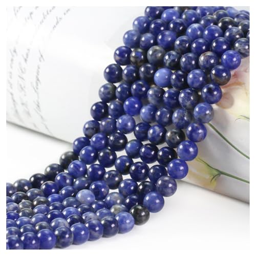 Naturstein Perlen Edelstein Perlen,45 stück 8mm Naturstein Blaues Sodalit Edelsteinperlen Polierte Runde Edelsteine Zum Auffädeln Edelsteine Steinperlen für Armbänder Ketten DIY Schmuck Basteln von Ouubuuy