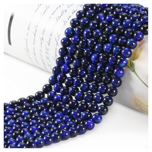 Naturstein Perlen Edelstein Perlen,45 stück 8mm Naturstein Blaues Tigerauge Edelsteinperlen Polierte Runde Edelsteine Zum Auffädeln Edelsteine Steinperlen für Armbänder Ketten DIY Schmuck Basteln von Ouubuuy