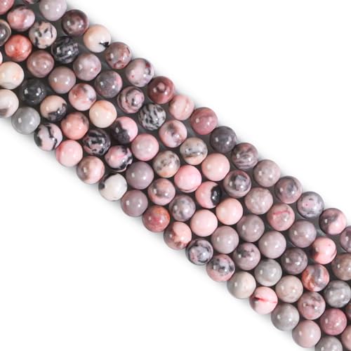 Naturstein Perlen Edelstein Perlen,85 stück 4mm Naturstein Pink Zebra Jade Edelsteinperlen Polierte Runde Edelsteine Zum Auffädeln Edelsteine Steinperlen für Armbänder Ketten DIY Schmuck Basteln von Ouubuuy