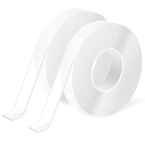 10m Klebeband Doppelseitig extra Stark Nano Tape Ablösbar Wasserfest, 2 Rollen Nano Double Sided Tape Geeignet für Zuhause, Teppichbefestigung, Foto Wand, Küche, Auto oder Outdoor von Ouzionz