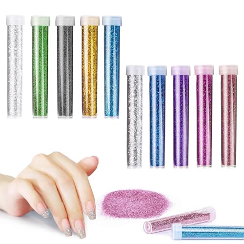 Ovaletta 10 Farben Glitzer, Kerzen Selber Machen Set, Glitzer Basteln, Glitzer Pulver Zum Basteln, DIY Body Glitter für Nagelkunst und Körper, für Dekoration, Glitzer Pulver Zum Basteln je-5g von Ovaletta