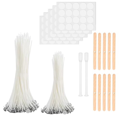 Ovaletta 100 Stück Kerzendocht, Kerzendochte für Kerzen, Dochte für Kerzen, DIY Kerzen Selber Machen Set, Kerzen Docht, Candle Wick Set mit 100 Kerzendocht Aufkleber, Kerzendochte (10cm und 15cm) von Ovaletta