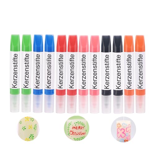 Ovaletta 12 Stück Kerzenstifte, Wachsstifte für Kerzen 12 x10 ml, Candle Pen, Kerzen Bemalen Set, Candle Pen für Kerzen, Kerzen Bemalen Set, Kerzen Bemalen, 6 Farben von Ovaletta