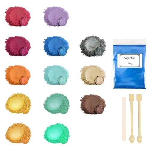 Ovaletta 13 Epoxidharz Farbe 10g,Mica Powder, Kerzen Selber Machen Set, Farbpigmente für Gießpulver, Badebomben Selber Machen, Diy Pigmentpulver für Seifenfarbe, Kerze, Kosmetischer, Schleim von Ovaletta