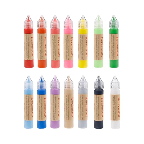 Ovaletta 14 Farben Kerzen Bemalen Set, Kerzenstifte, Wachsplatten für Kerzen, Candle Pen, Kerzenstifte zum Verzieren, Keramik Bemalen Set, je 25 ml von Ovaletta