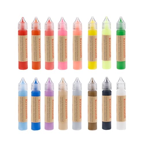 Ovaletta 16 Farben Kerzen Bemalen Set, Kerzenstifte, Wachsplatten für Kerzen, Candle Pen, Kerzenstifte zum Verzieren, Keramik Bemalen Set, je 25 ml von Ovaletta