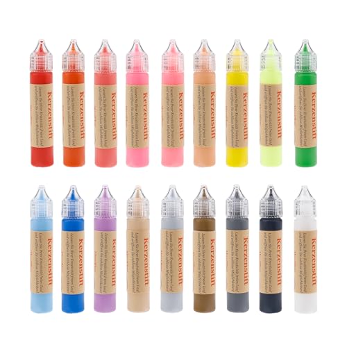 Ovaletta 18 Farben Kerzen Bemalen Set, Kerzenstifte, Wachsplatten für Kerzen, Candle Pen, Kerzenstifte zum Verzieren, Keramik Bemalen Set, je 25 ml von Ovaletta