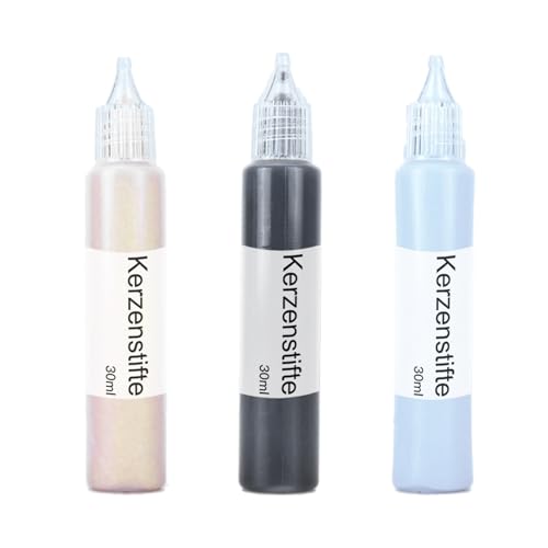 Ovaletta 3 Stück 30ml Kerzen Bemalen Set, Wachsstifte für Kerzen, kerzenstifte,Candle Pen für Kerzen, Kerzenfarbe, Dekorieren und Personalisieren von Kerzen, Keramik Bemalen Set, je 30 ml von Ovaletta