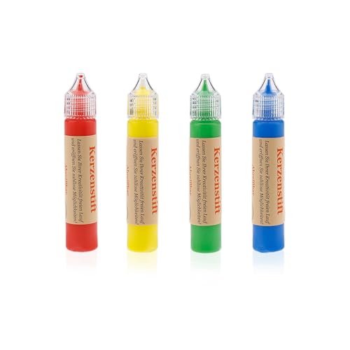 Ovaletta 4 Farben Kerzen Bemalen Set, Kerzenstifte, Wachsplatten für Kerzen, Candle Pen, Kerzenstifte zum Verzieren, Keramik Bemalen Set, je 25 ml,B von Ovaletta