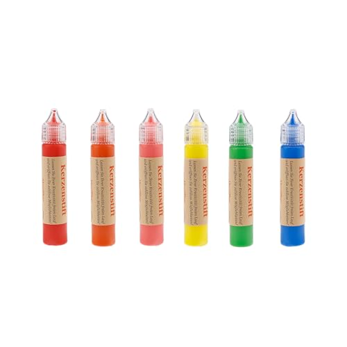 Ovaletta 6 Farben Kerzen Bemalen Set, Kerzenstifte, Wachsplatten für Kerzen, Candle Pen, Kerzenstifte zum Verzieren, Keramik Bemalen Set, je 25 ml von Ovaletta