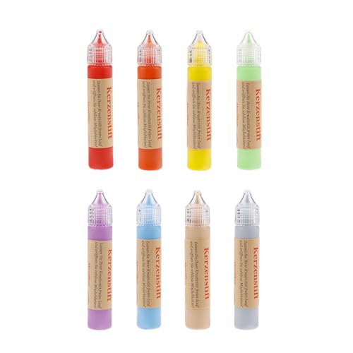 Ovaletta 8 Farben Kerzen Bemalen Set, Kerzenstifte, Wachsplatten für Kerzen, Candle Pen, Kerzenstifte zum Verzieren, Keramik Bemalen Set, je 25 ml, B von Ovaletta