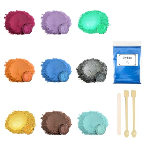 Ovaletta 9 Epoxidharz Farbe 10g,Mica Powder, Kerzen Selber Machen Set, Farbpigmente für Gießpulver, Badebomben Selber Machen, Diy Pigmentpulver für Seifenfarbe, Kerze, Kosmetischer, Schleim von Ovaletta