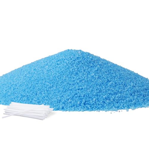 Ovaletta Kerzensand 800 g Blau, Kerzensand mit Docht, Kerzenwachs, mit 20 Stück Kerzendocht (5 cm), Pflanzliches Wachs, Perlenwachs von Ovaletta