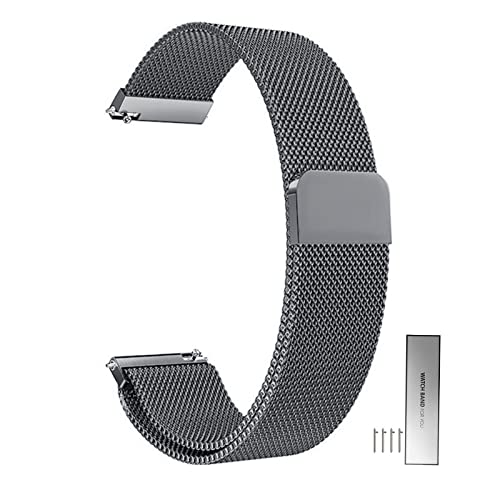 Edelstahl Mesh Uhrenarmband Für Herren Und Damen Metall Magnetverschluss Smartwatch Ersatz Armband 14mm 16mm 18mm 20mm 22mm 24mm Schnellverschluss Watch Strap Band ( Color : Gray , Size : 20mm ) von Overhil1s