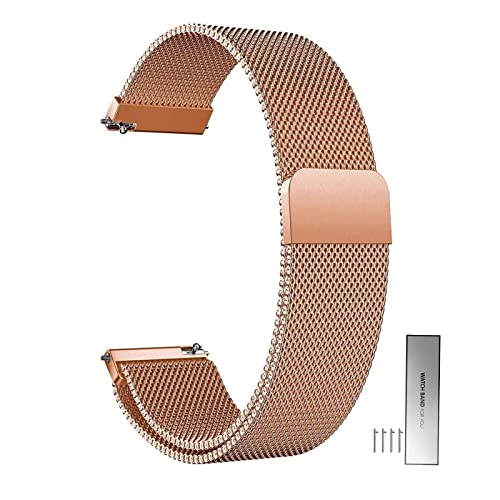 Edelstahl Mesh Uhrenarmband Für Herren Und Damen Metall Magnetverschluss Smartwatch Ersatz Armband 14mm 16mm 18mm 20mm 22mm 24mm Schnellverschluss Watch Strap Band ( Color : Rose Gold , Size : 20mm ) von Overhil1s